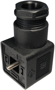 5000 Series DIN 43650 / ISO 4400 Solenoid Connector, Strain Relief Style, Black, 0.236 to 0.315 Inch Cable Diameter