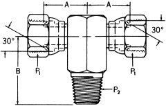 Steel Adapters, Female NPT Swivel Run To Male NPT Branch, Tee