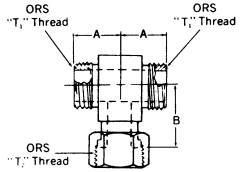 Steel Adapters, Male SAE O-Ring Face Seal Run To Female SAE O-Ring Face Seal Branch, Tee