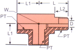 Stainless Steel Adapters, Male NPT Run To Female NPT Run & Branch, Tee