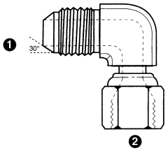 Steel Adapters, Male JIS 30 deg Flare To Female JIS 30 deg Flare Swivel, 90 deg Elbow