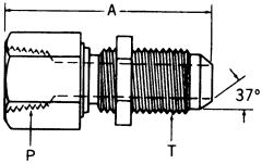 Steel Adapters, Female NPT To Male JIC 37 deg Flare, Straight Bulkhead