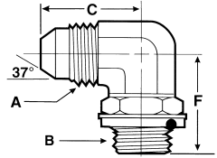 Steel Adapters, Male JIC 37 deg Flare To Male Metric Thread, 90 deg Elbow