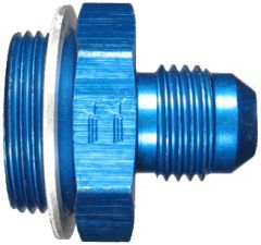 Blue Anodized Aluminum Carburetor Adapters, Male JIC 37 deg Flare To Holley Dual Feed/Dominator/Quadrajet, Straight