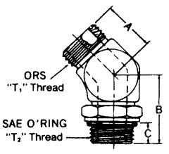 Steel Adapters, Male SAE O-Ring Face Seal To Male SAE O-Ring Boss (Straight Thread O-Ring), 45 deg Elbow