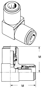 Brass Push>Connect Air Brake Tube 90 deg Elbow Unions