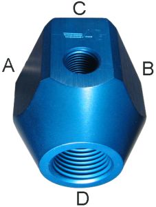 Blue Anodized Aluminum Fuel Blocks, Female NPT Ports