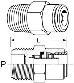 Brass Push>Connect Air Brake Tube Fittings, Tube To Male NPT, Straight