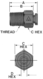 Brass Push-In Tube Fittings, Tube to Male NPT, Straight