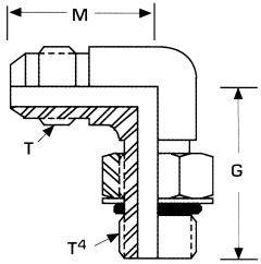 Stainless Steel Adapters, Male SAE O-Ring Boss (Straight Thread O-Ring) To Male JIC 37 deg Flare, 90 deg Elbow