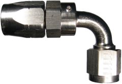 Nickel-Plated Aluminum Reusable Fittings for AQP & StartLite Racing Hose, Female JIC 37 deg Flare Swivel, 90 deg Elbow