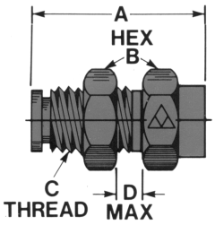 Brass Push-In Tube Fittings, Tube to Female NPT, Straight Bulkhead