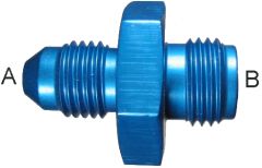 Blue Anodized Aluminum Adapters, Male JIC 37 deg Flare To Male 42 deg Inverted Flare, Straight