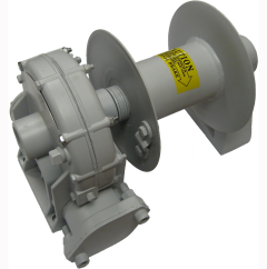 Hydraulic Worm Gear Winch, Upright Mounting, Under Wind Worm Brake Rotation, 9:1 Worm Gear Ratio, Left Hand Worm Gear, With Drum Clutch, 3.50 Barrel Dia, 8.25 Flange Dia, 7.87 Barrel Length